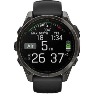 Garmin Fenix 8 43mm AMOLED Sapphire Carbon Gray DLC Tit. w. Black/Pebble Gray S. Band (010-02903-20/21)
