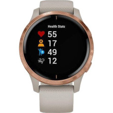 Garmin Venu Rose Gold Stainless Steel Bezel w. Light Sand and Silicone B. (010-02173-21)