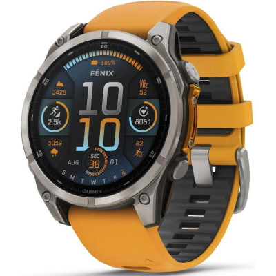 Garmin Fenix 8 47mm AMOLED Sapphire Titanium w. Spark Orange/Graphite Silicone Band (010-02904-10/11/19)