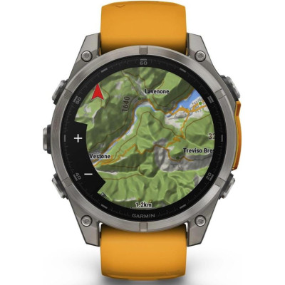 Garmin Fenix 8 47mm AMOLED Sapphire Titanium w. Spark Orange/Graphite Silicone Band (010-02904-10/11/19)