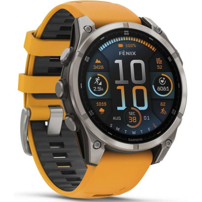 Garmin Fenix 8 47mm AMOLED Sapphire Titanium w. Spark Orange/Graphite Silicone Band (010-02904-10/11/19)