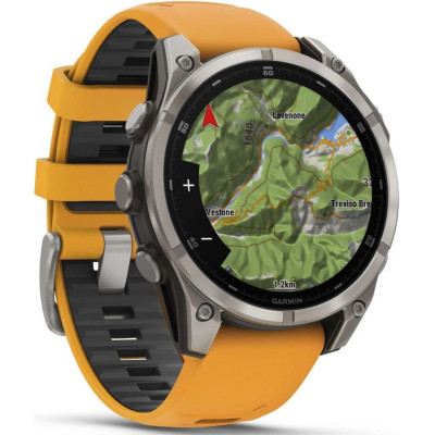 Garmin Fenix 8 47mm AMOLED Sapphire Titanium w. Spark Orange/Graphite Silicone Band (010-02904-10/11/19)