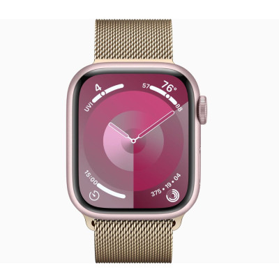 Apple Watch Series 9 GPS + Cellular 41mm Pink Case (MRQ03) with Apple Watch 41mm Gold Milanese Loop (MTJL3)