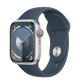 Apple Watch Series 9 GPS + Cellular 41mm Silver Alu. Case w. Storm Blue Sport Band - M/L (MRHW3)