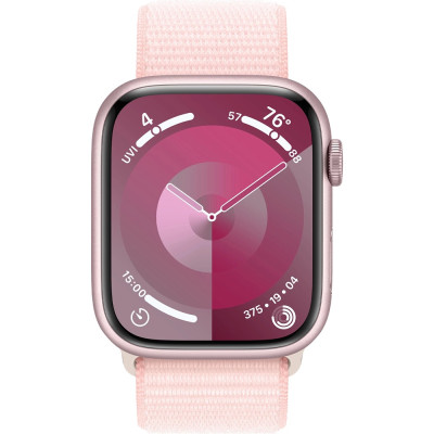 Apple Watch Series 9 GPS 41mm Pink Aluminum Case w. Light Pink S. Loop (MR953)