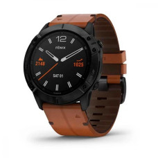 Garmin Fenix 6X Pro Sapphire Black DLC with Chestnut Leather Band (010-02157-14)