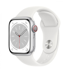 Apple Watch Series 8 41mm LTE Silver Aluminum Case with White Sport Band (MP4F3)