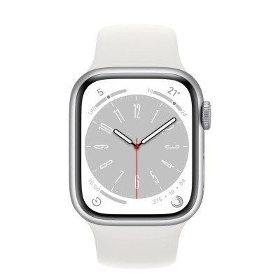 Apple Watch Series 8 41mm LTE Silver Aluminum Case with White Sport Band (MP4F3)