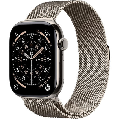 Apple Watch Series 11 GPS + Cellular 46mm Natural Tit. Case w. Natural Milanese Loop - M/L (MFD04)