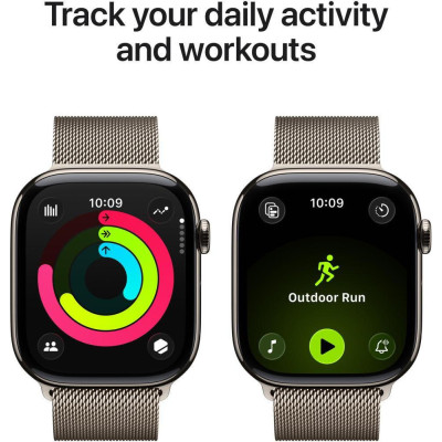 Apple Watch Series 11 GPS + Cellular 46mm Natural Tit. Case w. Natural Milanese Loop - M/L (MFD04)