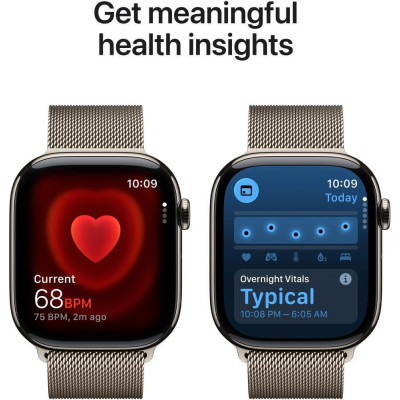 Apple Watch Series 11 GPS + Cellular 46mm Natural Tit. Case w. Natural Milanese Loop - M/L (MFD04)