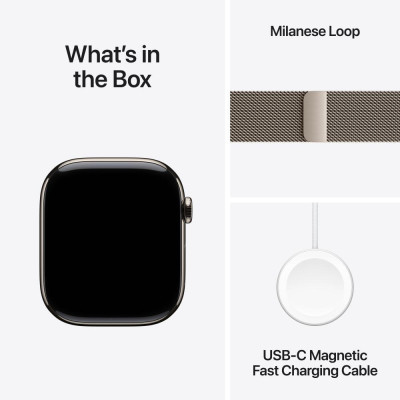 Apple Watch Series 11 GPS + Cellular 46mm Natural Tit. Case w. Natural Milanese Loop - M/L (MFD04)