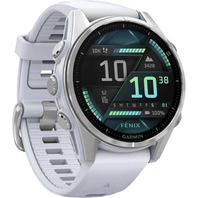 Garmin Fenix 8 43mm AMOLED Silver with Whitestone Silicone Band (010-02903-00)