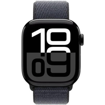 Apple Watch Series 10 GPS 46mm Jet Black Aluminum Case w. Ink Sport Loop (MWWR3) Refurbished
