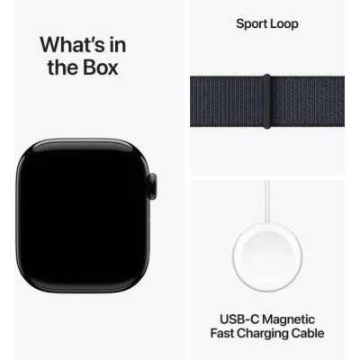 Apple Watch Series 10 GPS 46mm Jet Black Aluminum Case w. Ink Sport Loop (MWWR3) Refurbished