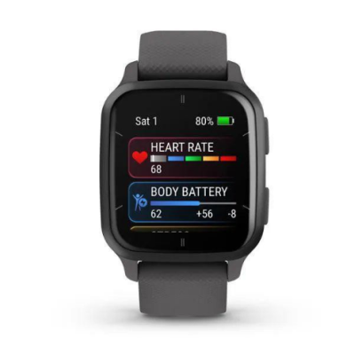 Garmin Venu Sq 2 Slate Aluminum Bezel with Shadow Gray Case and Silicone Band (010-02701-00/10)