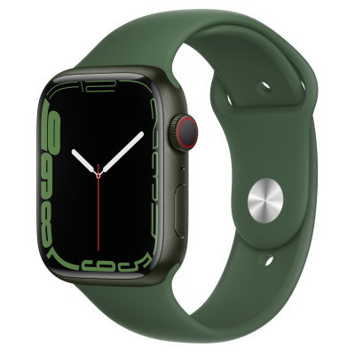 Apple Watch Series 7 GPS + Cellular 45mm Green Aluminum Case with Clover Sport Band (MKJ93)