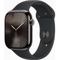 Apple Watch Series 10 GPS + Cellular 46mm Slate Titanium Case w. Black Sport Band - S/M (MWYD3)