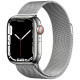 Apple Watch Series 7 GPS + Cellular 41mm Silver Stainless Steel Case with Silver Milanese Loop (MKHF3)