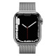 Apple Watch Series 7 GPS + Cellular 41mm Silver Stainless Steel Case with Silver Milanese Loop (MKHF3)