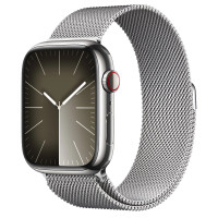Apple Watch Series 9 GPS + Cellular 45mm Silver S. Steel Case w. Silver Milanese Loop (MRMQ3)