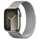 Apple Watch Series 9 GPS + Cellular 45mm Silver S. Steel Case w. Silver Milanese Loop (MRMQ3)