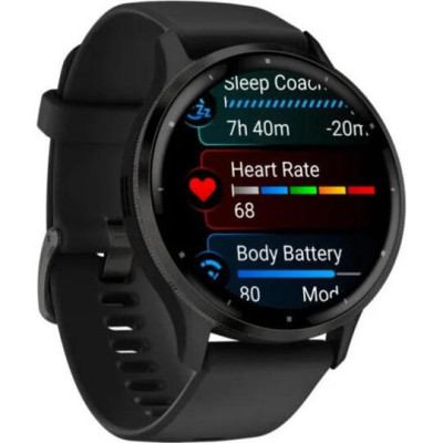 Garmin Venu 3 Slate Stainless Steel Bezel with Black Case and Silicone Band (010-02784-01/51/41)