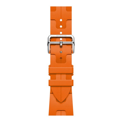 Apple Watch Hermes Series 9 GPS + Cellular, 45mm Silver Stainless Steel Case with Orange Kilim Single Tour (MRQP3 + MTJ03)
