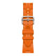 Apple Watch Hermes Series 9 GPS + Cellular, 45mm Silver Stainless Steel Case with Orange Kilim Single Tour (MRQP3 + MTJ03)