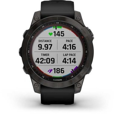Garmin Fenix 7 Sapphire Solar Carbon Gray DLC Titanium with Black Band (010-02540-20/21)