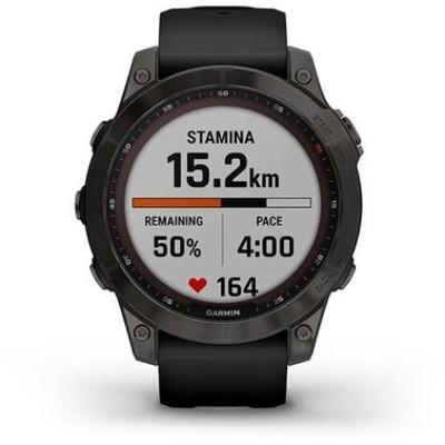 Garmin Fenix 7 Sapphire Solar Carbon Gray DLC Titanium with Black Band (010-02540-20/21)