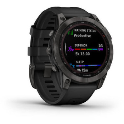 Garmin Fenix 7 Sapphire Solar Carbon Gray DLC Titanium with Black Band (010-02540-20/21)