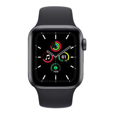 Apple Watch SE GPS 44mm Space Gray Aluminum Case with Midnight Sport Band (MKQ63)
