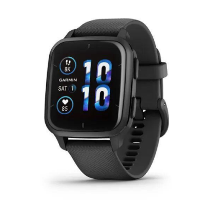 Garmin Venu Sq 2 – Music Edition Slate Aluminum Bezel with Black Case and Silicone Band (010-02700-00/10)