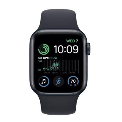 Apple Watch SE 2 GPS 44mm Midnight Aluminum Case w. Midnight S. Band S/M (MNTF3)
