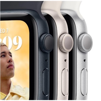 Apple Watch SE 2 GPS 44mm Midnight Aluminum Case w. Midnight S. Band S/M (MNTF3)