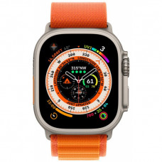 Apple Watch Ultra GPS + Cellular 49mm Titanium Case with Orange Alpine Loop - Medium (MQEU3/MQFL3)