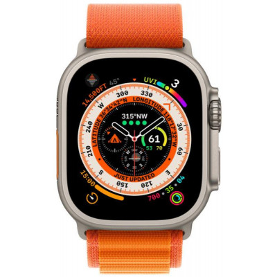 Apple Watch Ultra GPS + Cellular 49mm Titanium Case with Orange Alpine Loop - Medium (MQEU3/MQFL3)