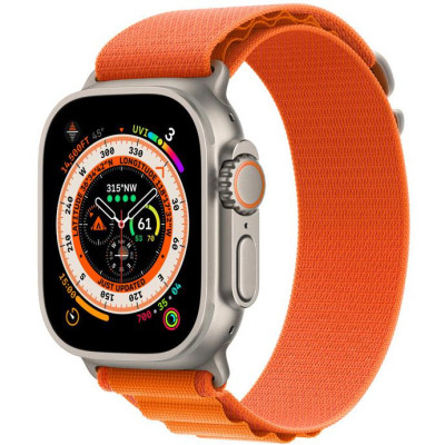 Apple Watch Ultra GPS + Cellular 49mm Titanium Case with Orange Alpine Loop - Medium (MQEU3/MQFL3)