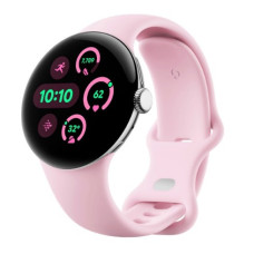 Google Pixel Watch 3 41 mm Wi-Fi Polished Silver Aluminum Case/Rose Quartz Active Band