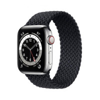 Apple Watch Series 6 LTE 40mm Silver Stainless Steel Case w. Charcoal Braided Solo Loop (M0DC3+M0DV3)