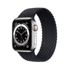Apple Watch Series 6 LTE 40mm Silver Stainless Steel Case w. Charcoal Braided Solo Loop (M0DC3+M0DV3)