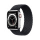 Apple Watch Series 6 LTE 40mm Silver Stainless Steel Case w. Charcoal Braided Solo Loop (M0DC3+M0DV3)