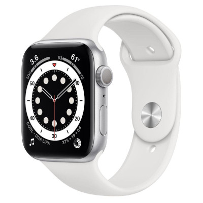 Apple Watch Series 6 GPS 44mm Silver Aluminum Case w. White Sport B. (M00D3)
