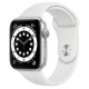 Apple Watch Series 6 GPS 44mm Silver Aluminum Case w. White Sport B. (M00D3)