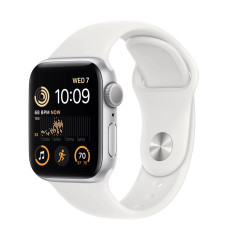 Apple Watch SE 2 GPS + Cellular 40mm Silver Aluminum Case with White Sport Band M/L (MNTQ3)
