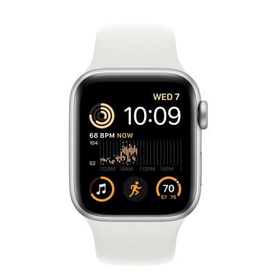 Apple Watch SE 2 GPS + Cellular 40mm Silver Aluminum Case with White Sport Band M/L (MNTQ3)