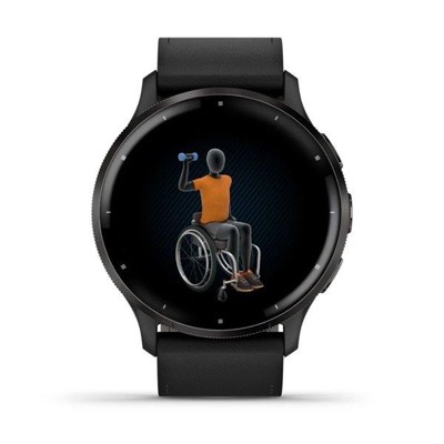 Garmin Venu 3 Slate S. Steel Bezel w. Black Case and Leather Band (010-02784-52)