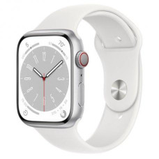 Apple Watch Series 8 GPS + Cellular 45mm Silver Aluminum Case with White Sport Band - M/L (MP4W3)
