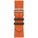 Apple Watch Hermes Series 9 GPS + Cellular, 45mm Silver Stainless Steel Case with Orange/Kaki Twill Jump Single Tour (MRQP3 + MTHK3)